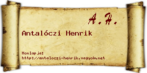 Antalóczi Henrik névjegykártya