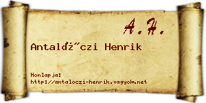 Antalóczi Henrik névjegykártya